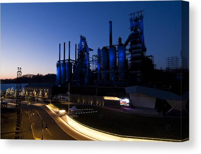 Bethlehem Steel Canvas Print featuring the photograph Blue on Blue by Michael Dorn