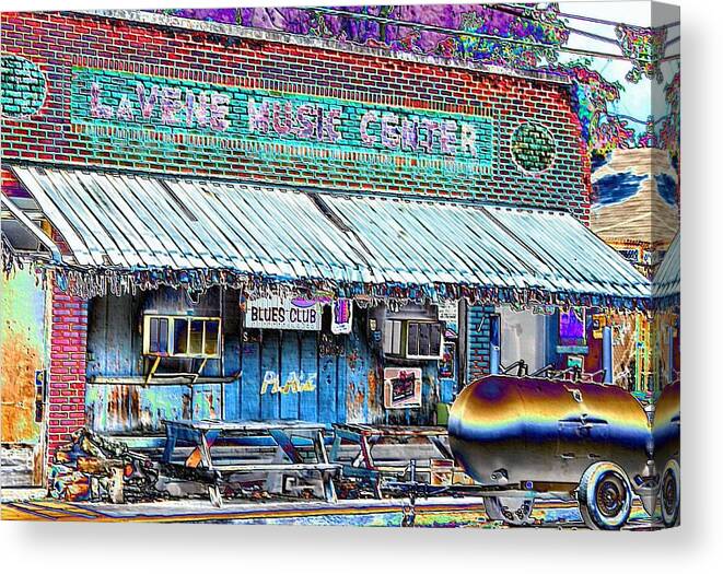 Blues Canvas Print featuring the photograph Blues Club in Clarksdale by Karen Wagner