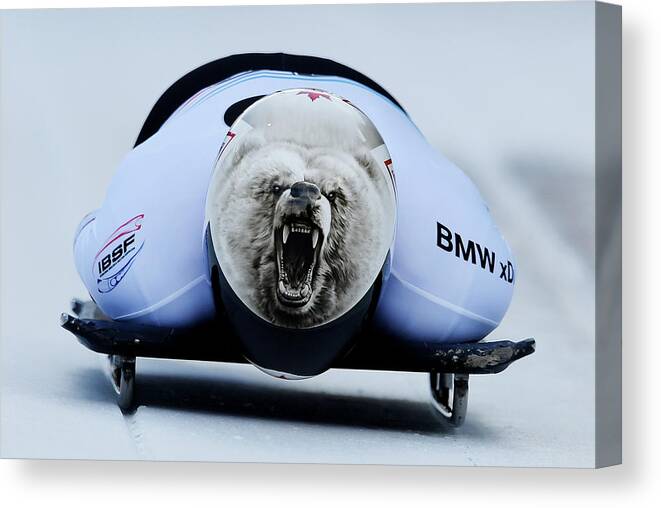 Men's Skeleton Racing Canvas Print featuring the photograph Bmw Ibsf World Cup Innsbruck - Day 1 by Matthias Hangst