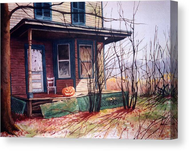 Jack-o-lantern Canvas Print featuring the painting Boo's House by Marguerite Chadwick-Juner