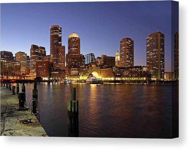 Boston Canvas Print featuring the photograph Boston Skyline and Fan Pier by Juergen Roth