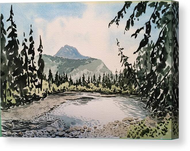 Watercolor Canvas Print featuring the painting Boulder River Montana by Robert Fugate