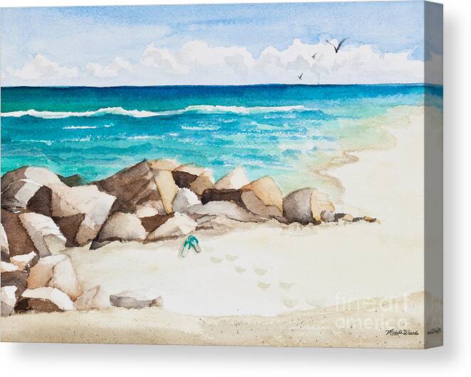 Beach Canvas Print featuring the painting Boynton Beach Inlet Watercolor by Michelle Constantine