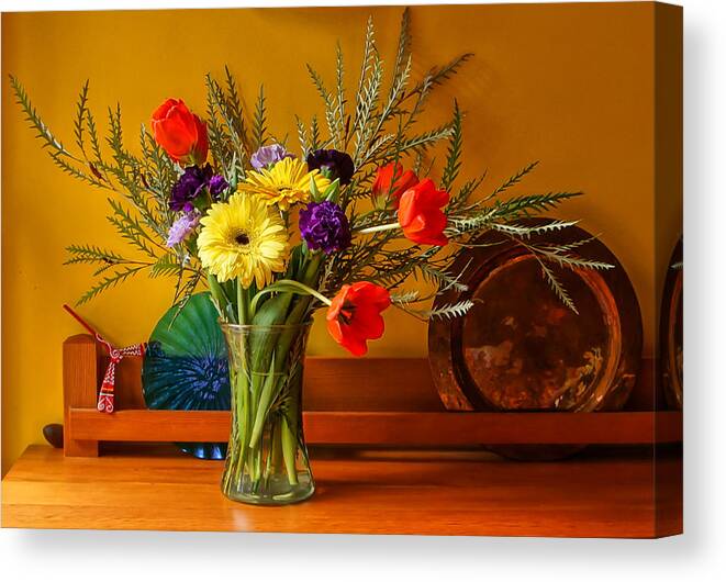 Carnations Canvas Print featuring the photograph Bright Winter Bouquet II by Ronda Broatch