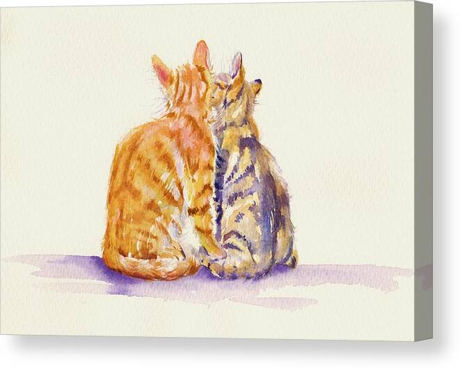 Cat Canvas Print featuring the painting Brothers by Debra Hall