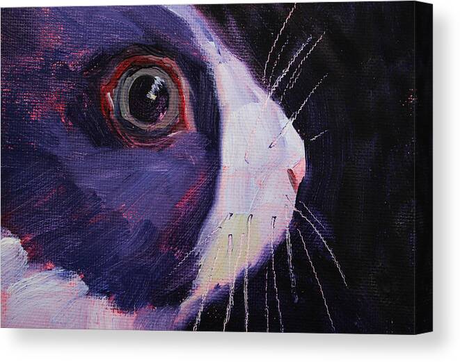 Rabbit Canvas Print featuring the painting Bunny Thoughts by Nancy Merkle