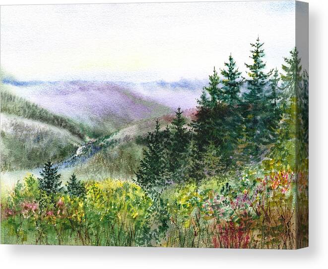 Gorgeous Landscape Canvas Print featuring the painting Redwood Creek National Park by Irina Sztukowski