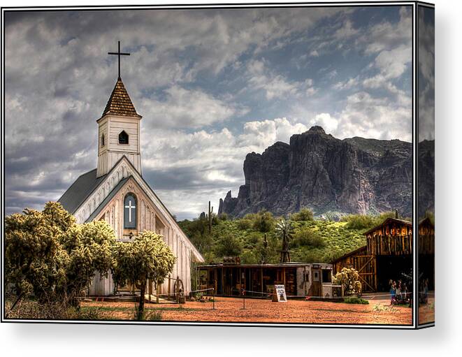 Chapel Canvas Print featuring the photograph Chapel in the Superstition Mountains by Wayne King