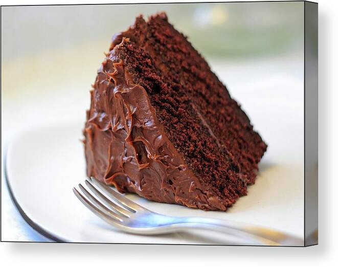 Unhealthy Eating Canvas Print featuring the photograph Chocolate Cake by Susan Thompson Photography