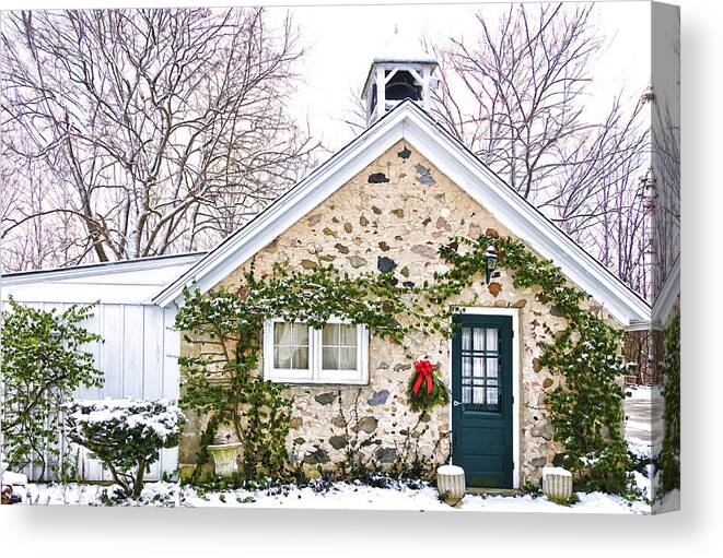 House Canvas Print featuring the photograph Christmas Cabin by Betty Eich