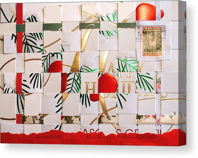Christmas Canvas Print featuring the mixed media Christmas Card Abstract by Steve Karol