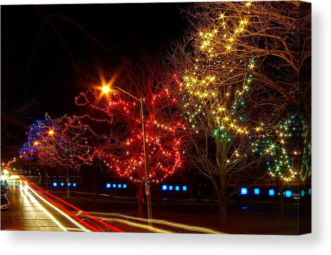 Christmas Canvas Print featuring the photograph City Park Lights by Paul Wash