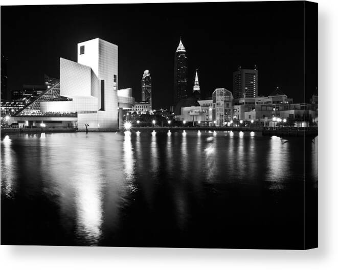 Cleveland Canvas Print featuring the photograph Cleveland at Night by Jared Perry 