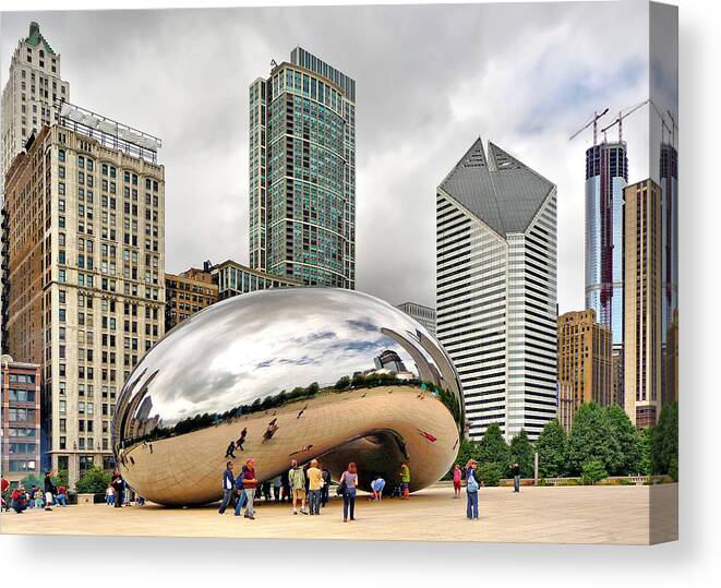 Cloud Gate Canvas Print featuring the photograph Cloud Gate in Chicago by Mitchell R Grosky