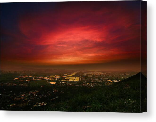 Grass Canvas Print featuring the photograph Cloud on Fire by Afrison Ma
