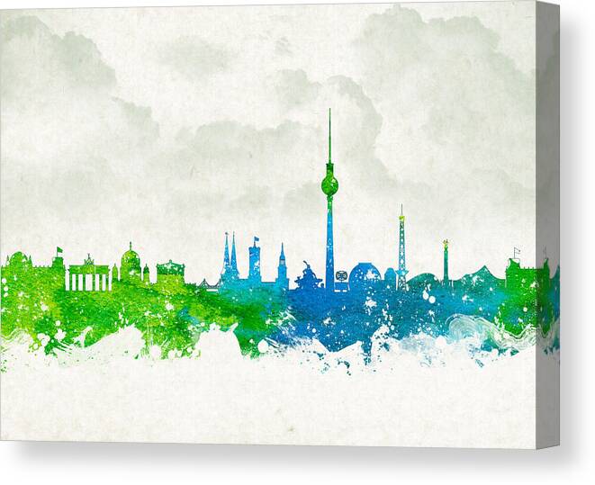 Architecture Canvas Print featuring the digital art Clouds Over Berlin Germany by Aged Pixel