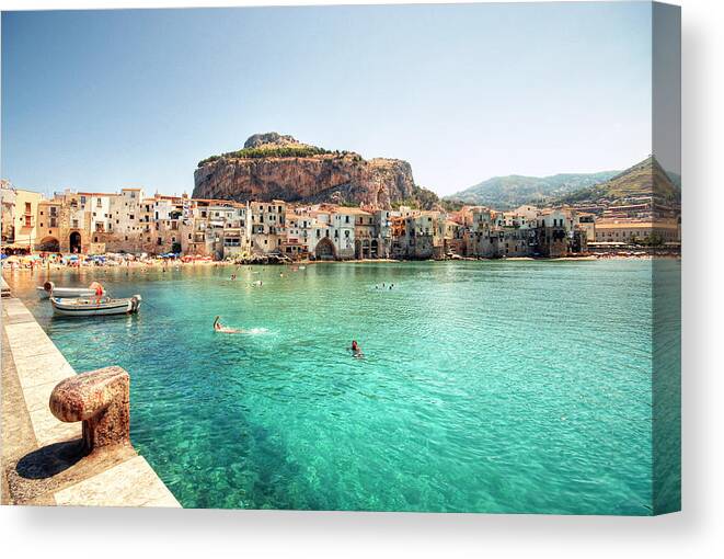 Sicily Canvas Print featuring the photograph Coast of Cefalu by Federico Scotto