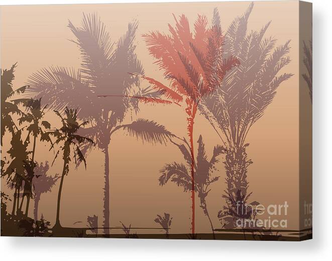 City Canvas Print featuring the digital art Colorful Background With Silhouette by Romas photo