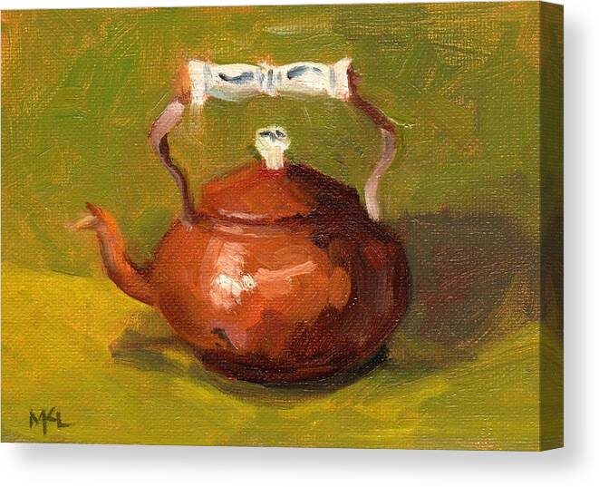 Still Life Canvas Print featuring the painting Copper Kettle by Marlene Lee