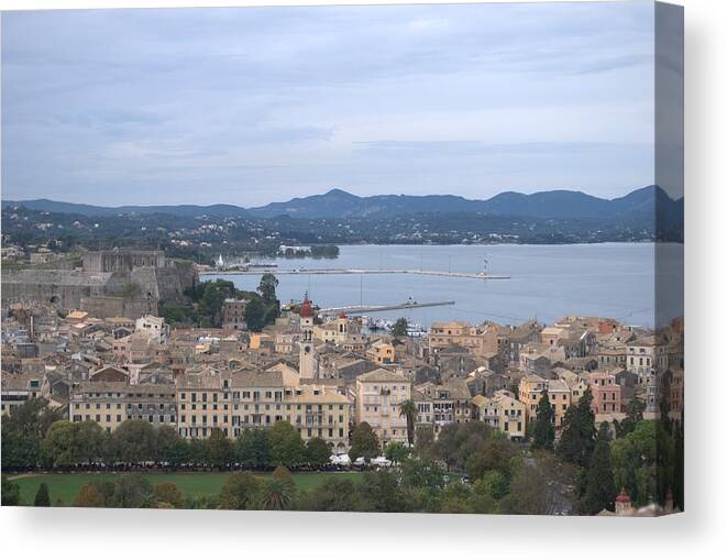 Corfu Canvas Print featuring the photograph Corfu.New Port by George Katechis