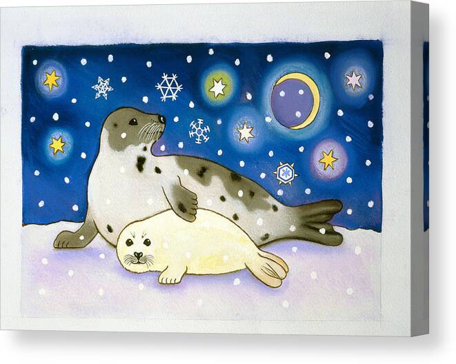 Fun Canvas Print featuring the painting Cosmic Seals by Cathy Baxter