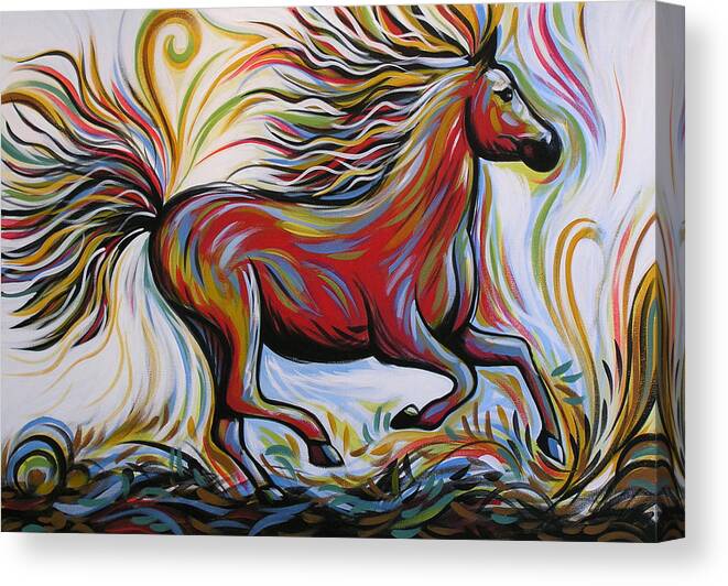 Horse Print Canvas Print featuring the painting Crimson Lightning by Amy Giacomelli