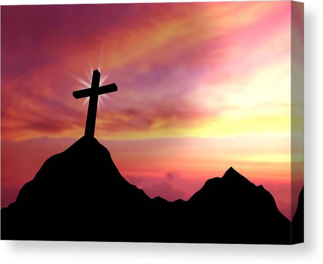 Crucifix Canvas Print featuring the drawing Cross by Aged Pixel