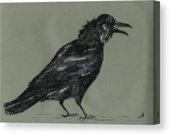Crow Canvas Print featuring the painting Crow by Juan Bosco