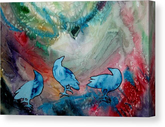 Crow Canvas Print featuring the painting Crow Series 3 by Helen Klebesadel