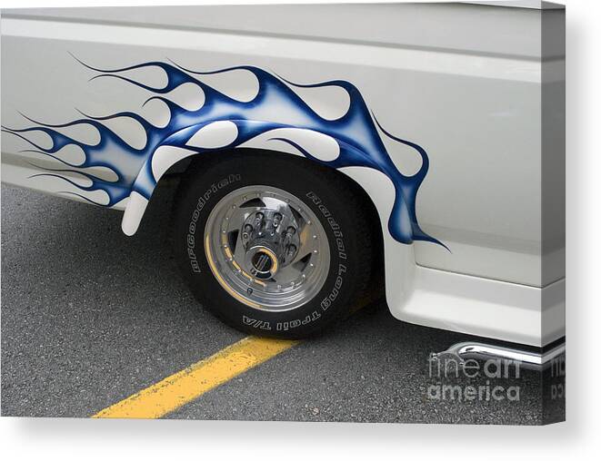 Custom Truck Canvas Print featuring the photograph Custom Truck with Flames by Bill Thomson