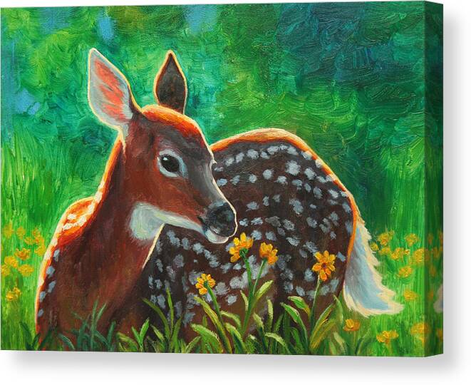 Deer Canvas Print featuring the painting Daisy Deer by Crista Forest
