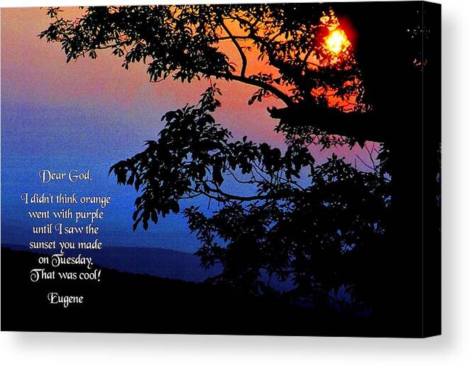 Quotation Canvas Print featuring the photograph Dear God by Mike Flynn