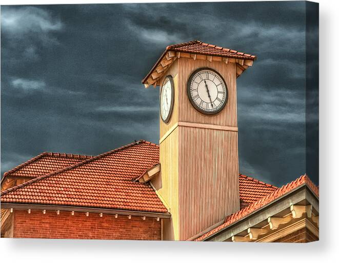 Time Canvas Print featuring the photograph Depot Time by Brenda Bryant