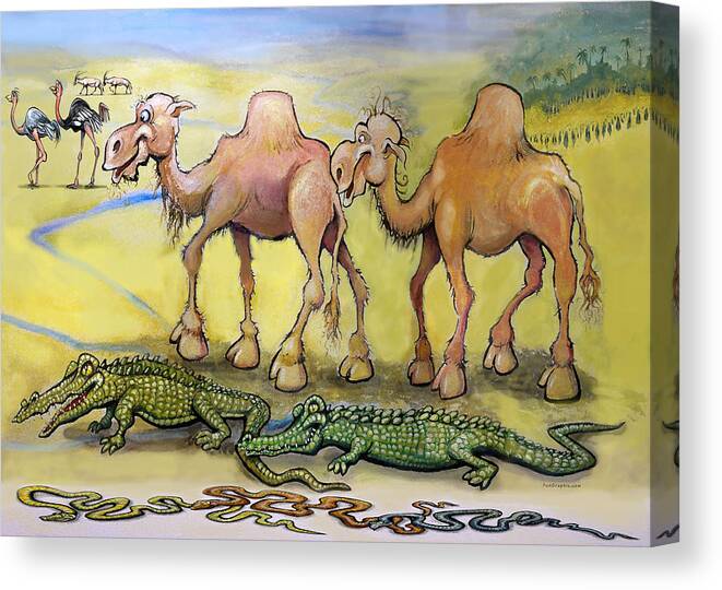 Camel Canvas Print featuring the painting Desert Beasts by Kevin Middleton