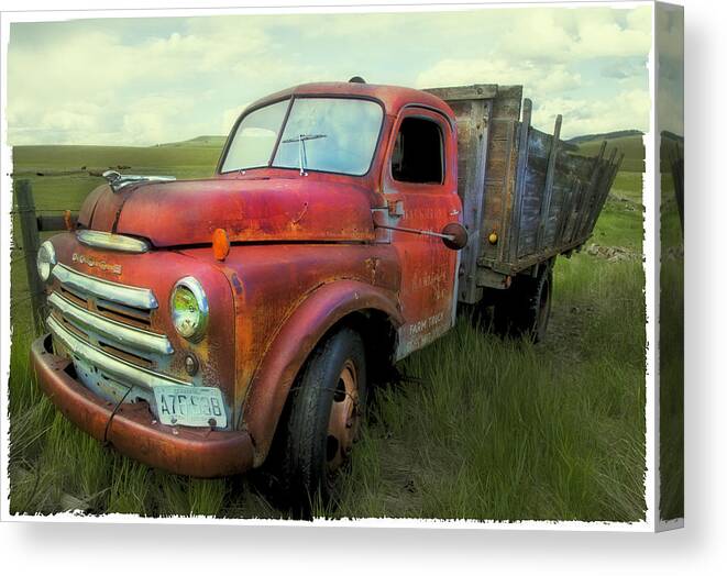 Old Truck Canvas Print featuring the photograph Dodge Farm Truck by Theresa Tahara