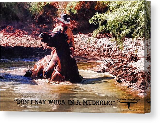 Horse Canvas Print featuring the photograph Don't Say Whoa in a mudhole by Tommy Anderson