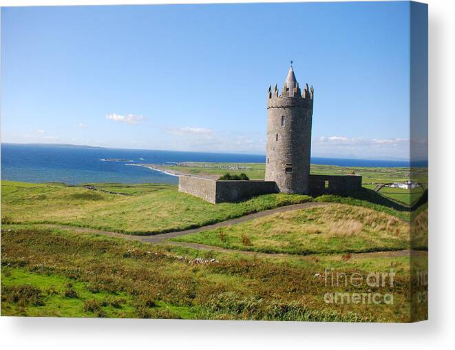 Doolin Canvas Print featuring the photograph Doonagore Castle - Doolin by Joe Cashin