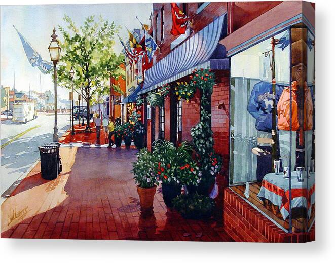 Landscape Canvas Print featuring the painting Down to the Waterfront by Mick Williams