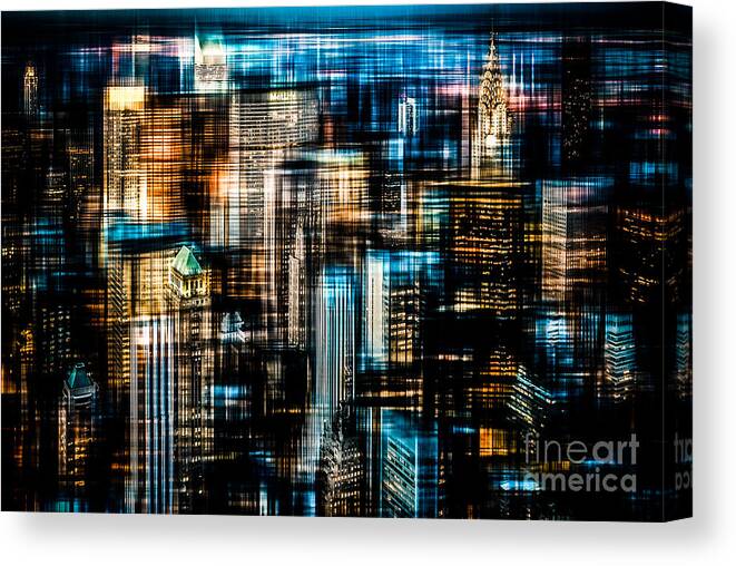 Nyc Canvas Print featuring the photograph Downtown II - dark by Hannes Cmarits