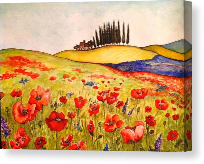 Tuscan Landscape Canvas Print featuring the painting Dreaming of Tuscany by Rae Chichilnitsky