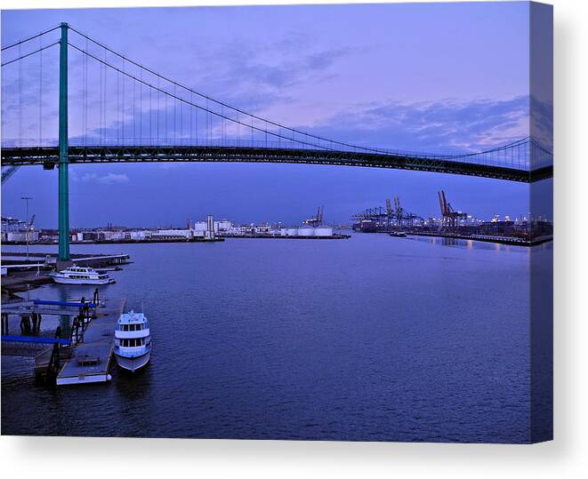 Dusk Canvas Print featuring the photograph Dusk in the Port of Los Angeles by Kirsten Giving
