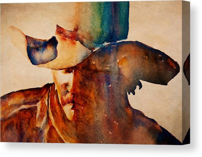 Cowboy Canvas Print featuring the painting Dusty Cowboy by Jani Freimann