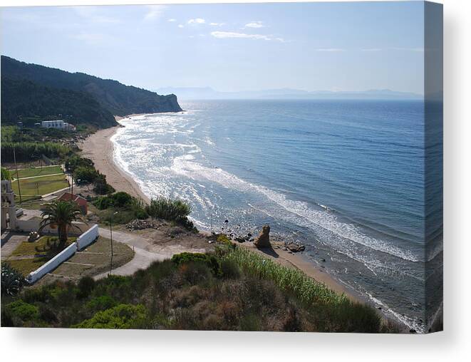 Seascape Canvas Print featuring the photograph Empty Beach 2 #2 by George Katechis