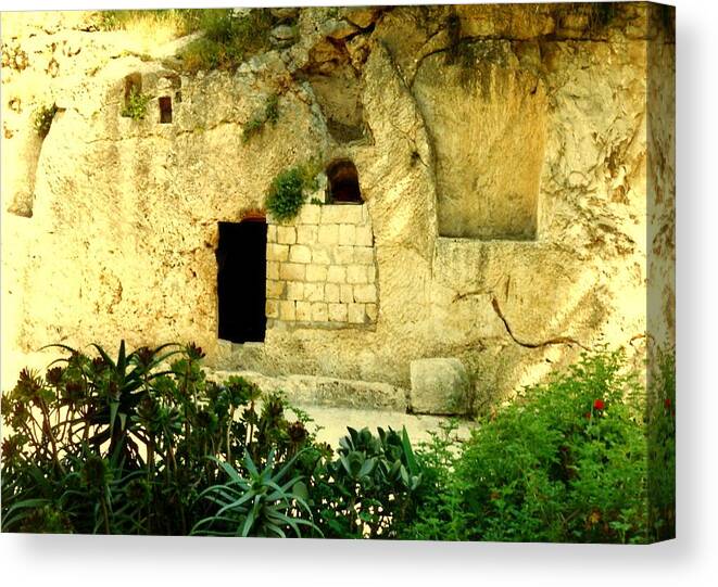  Christian Canvas Print featuring the photograph Empty Tomb of Jesus by Lou Ann Bagnall