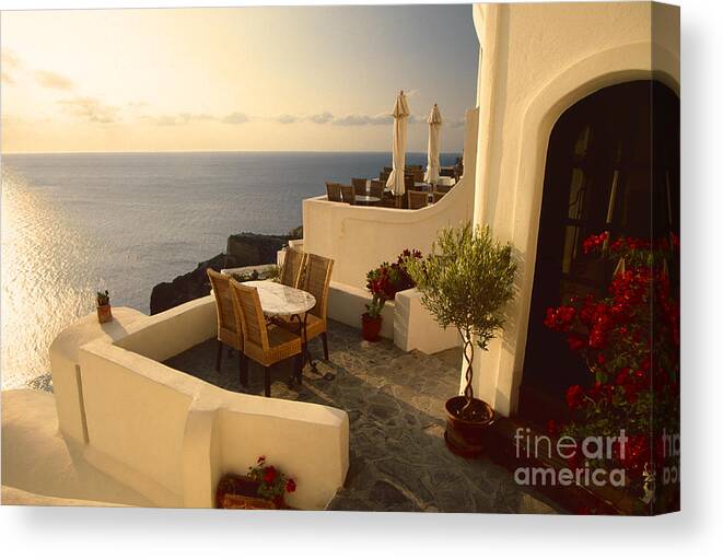 Santorini Canvas Print featuring the photograph End of summer by Aiolos Greek Collections