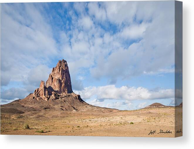 Arid Climate Canvas Print featuring the photograph Evening Light on Agathla Peak by Jeff Goulden