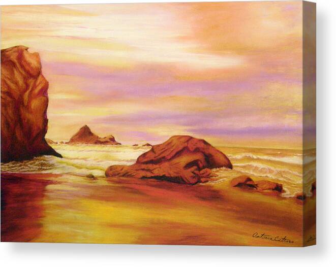 Seascape Canvas Print featuring the pastel Evening Twilight  Pastel Sold by Antonia Citrino