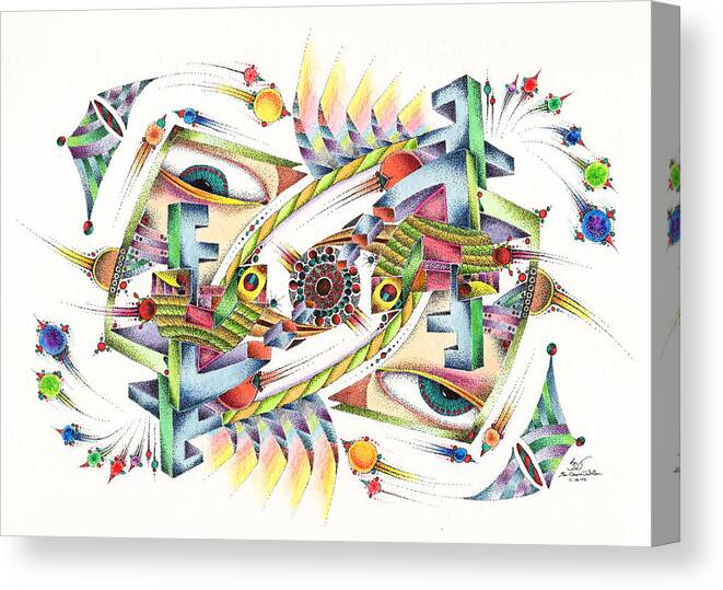 Eyesymetrics Canvas Print featuring the mixed media Eyevis by Sam Davis Johnson