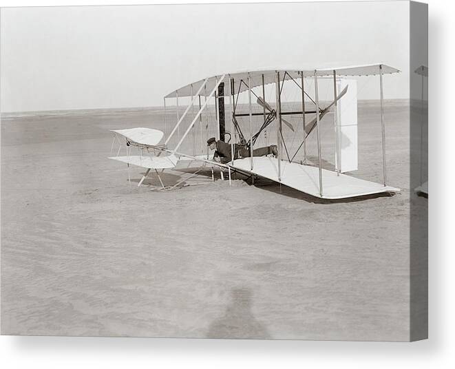 Wilbur Wright Canvas Print featuring the photograph Failed First Wright Flyer Flight by Library Of Congress