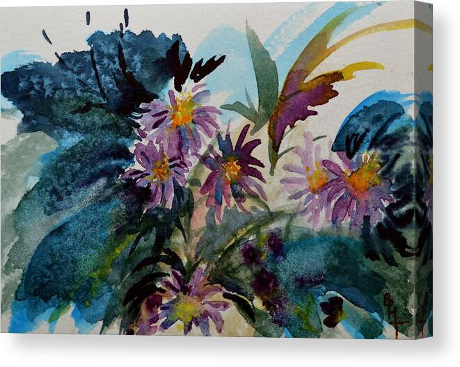 Aster Canvas Print featuring the painting Fairyland Asters by Beverley Harper Tinsley